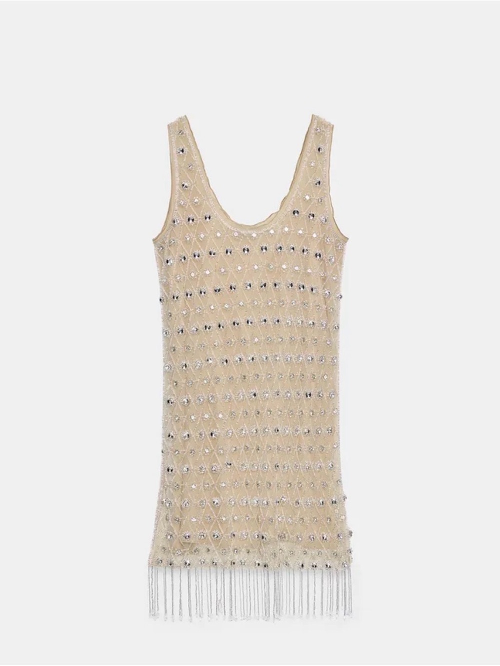 ZARA JEWEL BEADED SHORT DRESS Medium Silver NWT - Picture 4 of 9